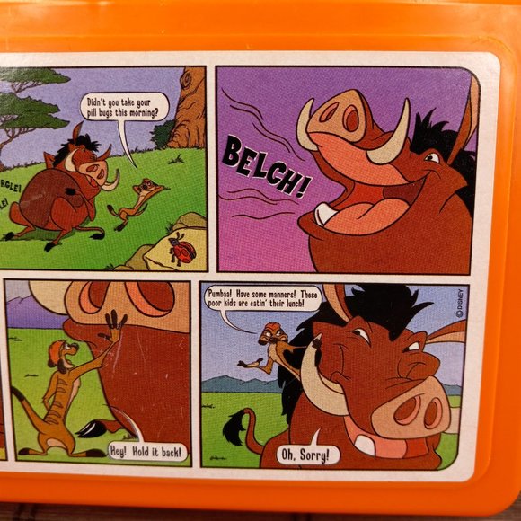 Vintage Disney Whirley Cook'd Up Comics Orange Lunch Box Lion King Timon Pumbaa - Picture 3 of 9